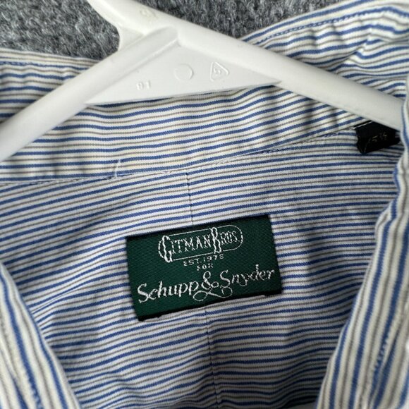 Gitman Bros For Schupp & Snyder Button Up Shirt Striped Blue White 15.5 33 - Picture 7 of 15